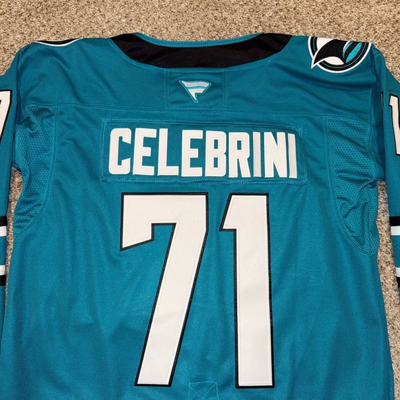 San Jose Sharks Macklin Celebrini #71 Teal Premium Stitched Jersey 46 Medium - Picture 4 of 9